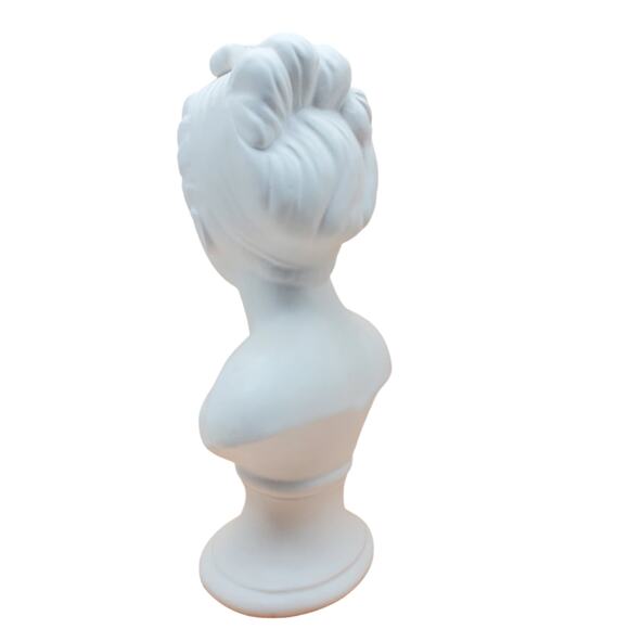 Vintage White Ceramic Bust Girl Female Head Statue Mid Century Classical Decor - Picture 14 of 15